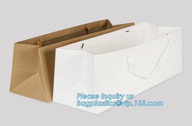 Customized Red Printed Kraft Paper Shopping Bag with Ribbon Handles and Bowknot,Kraft Paper Shopping Bag with Kinds off