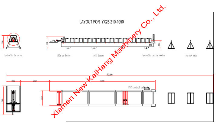 Roof panel roll forming machine, trapezoid, roofing profile, 0.4-0.8mm metal sheets