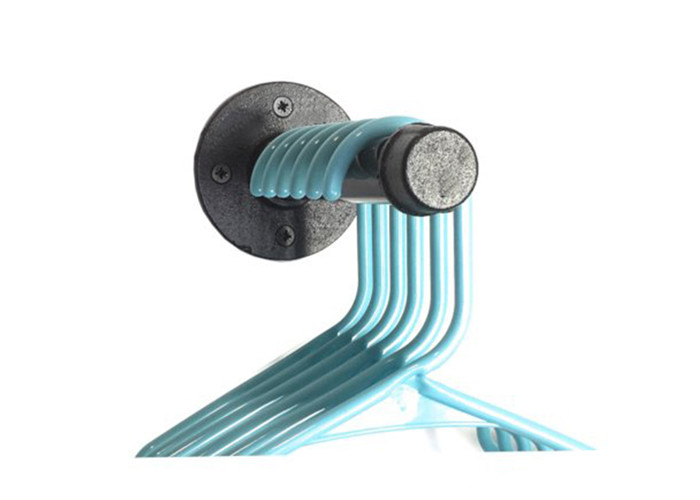 Metal Industrial Pipe Coat Rack Electrophoretic Black Painting For Bathroom