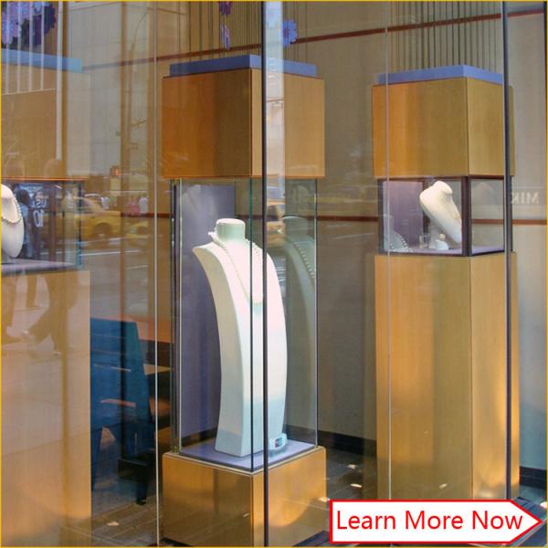 Customized tempered glass jewelry display glass tower case,glass display counter