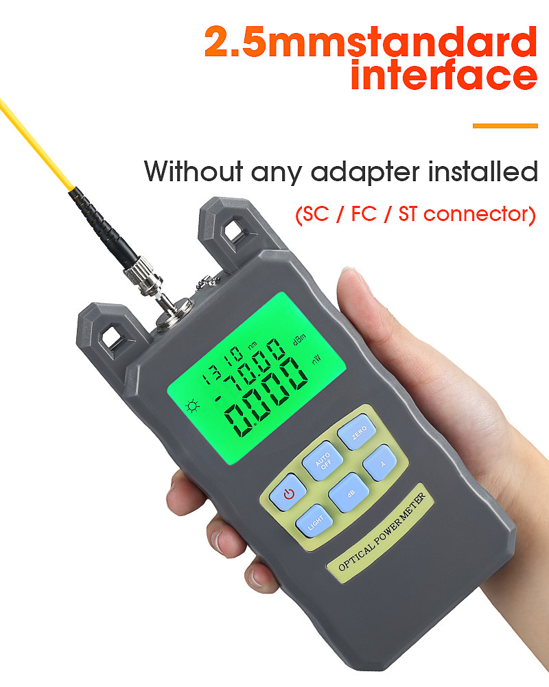 850-1625nm -70dBm +10dBm Handheld Optical Power Meter SC / FC Connector