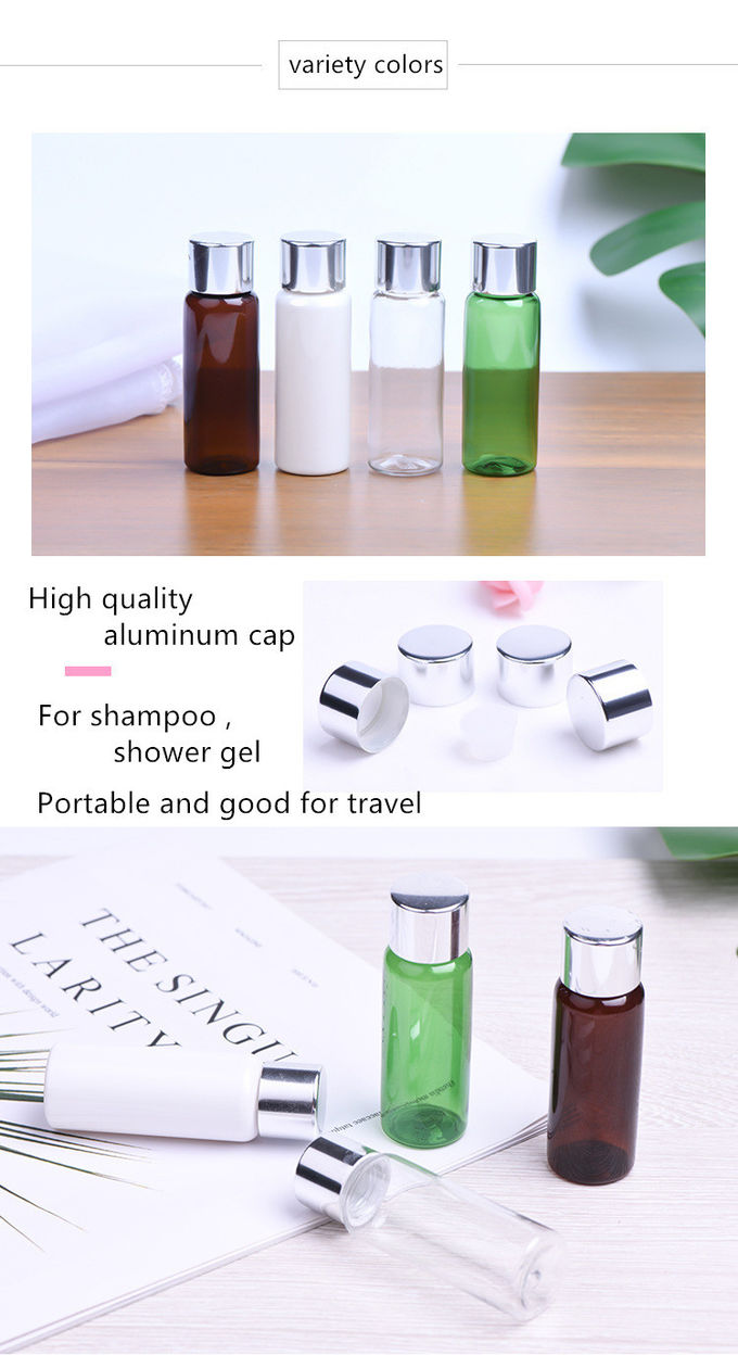 Portable Clear Plastic Cosmetic Containers Aluminum Cap Bottle 20ml With Lids