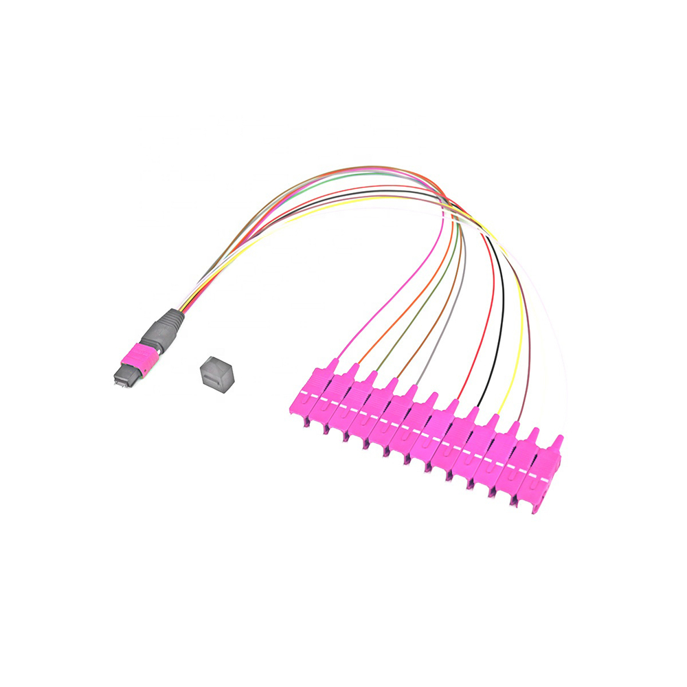 Multimode OM4 MPO To SC Fan Out Fiber Optic Cable 0.9mm mtp fanout