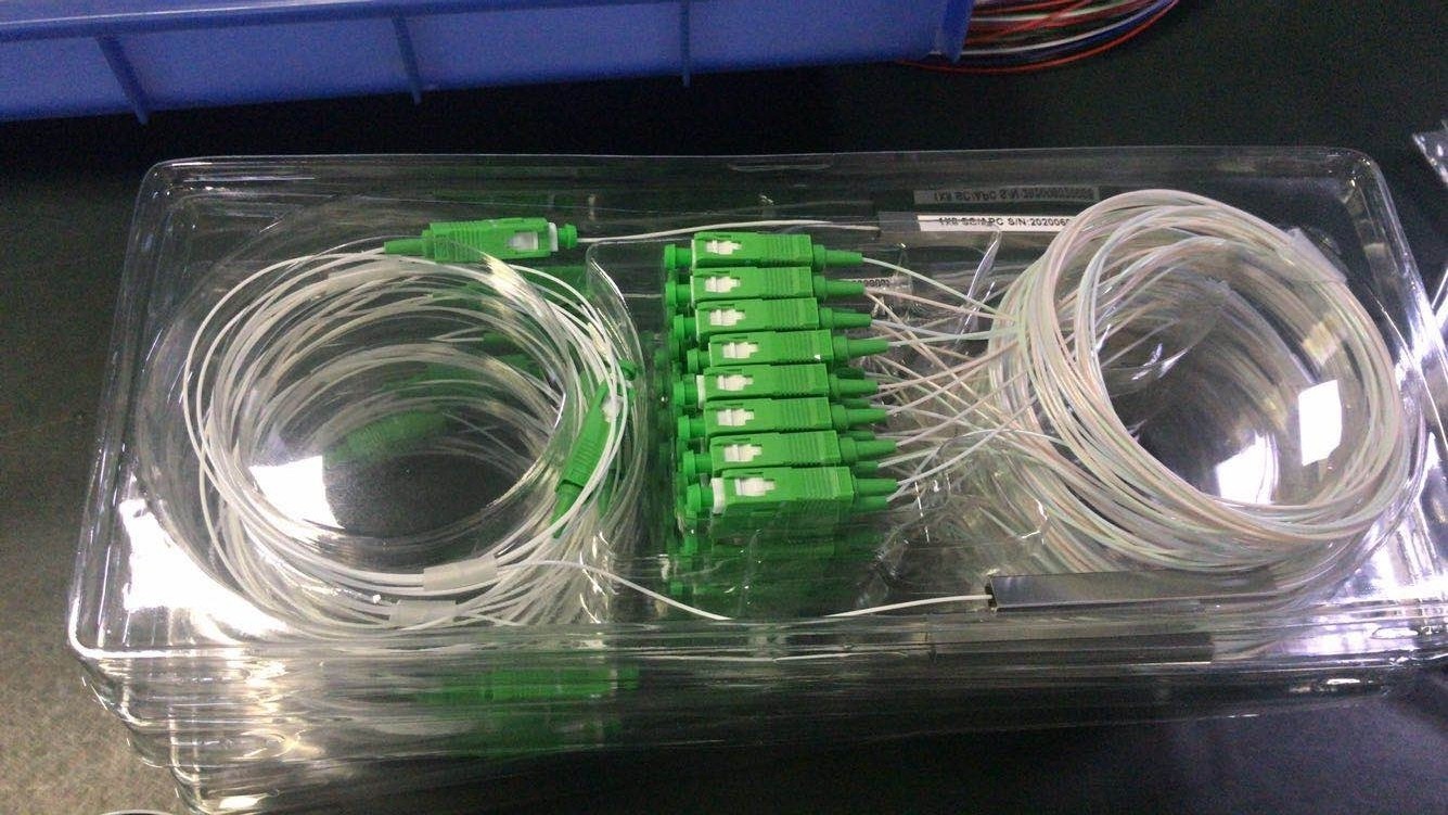 PSM 1X8-PLC SC/APC G.657A GPON EPON FTTH PLC splitter 0.9mm Steel Tube fiber optic splitter