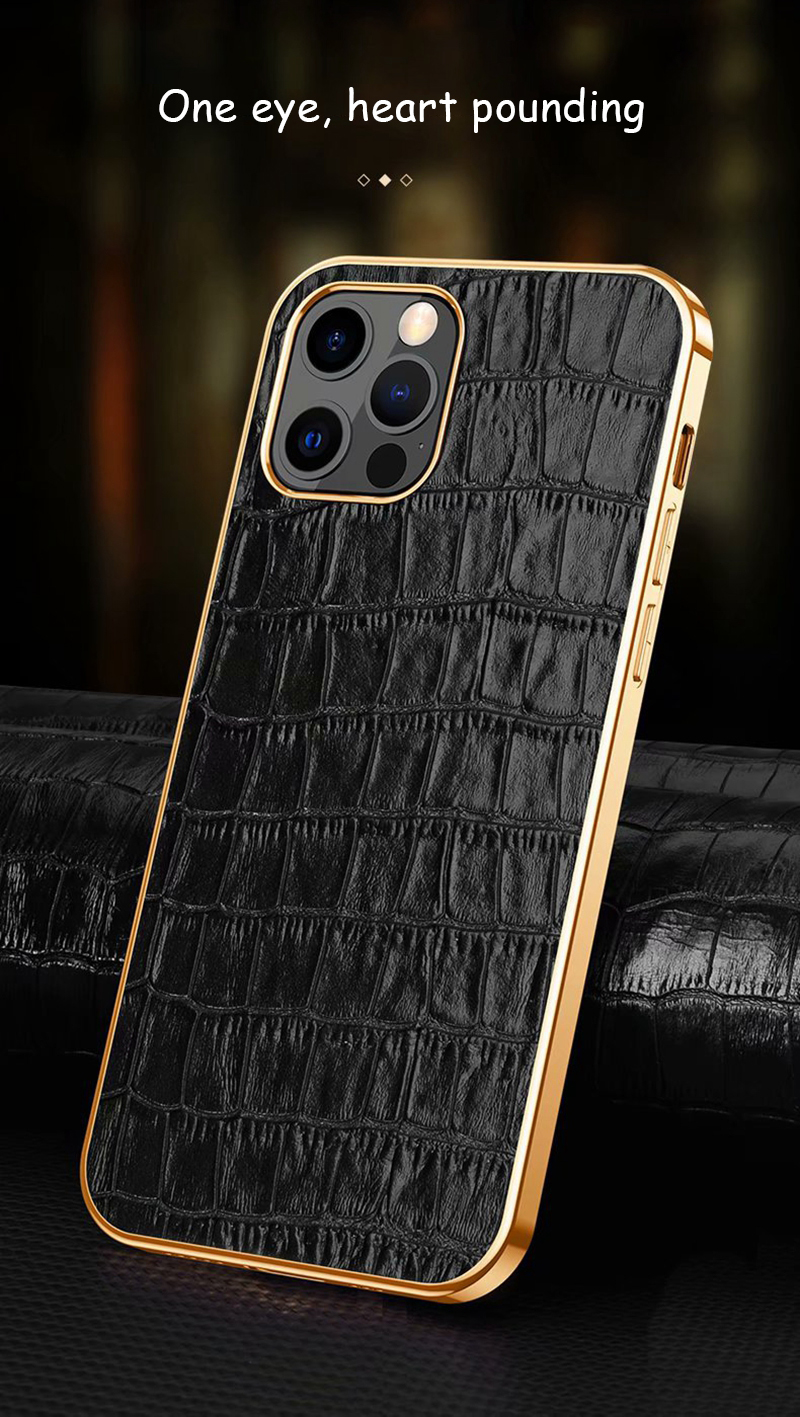 Shockproof Luxury Crocodile Skin Pattern Leather Phone Case for iPhone 12 13 14 Pro Max