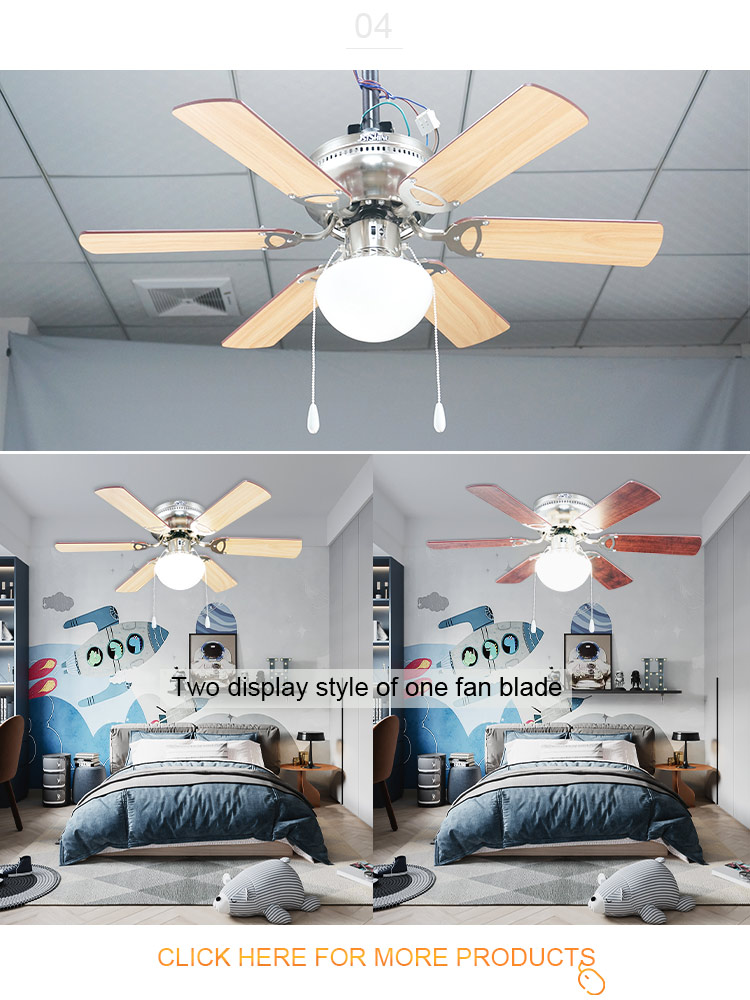 1stshine 32 Inch Ceiling Fan Light with 6 MDF Blades and Remote Control 10-Year Motor