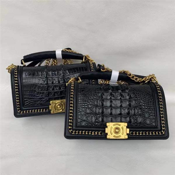 Authentic Crocodile Skin Women Gold Chain Purse Genuine Alligator Leather Lady