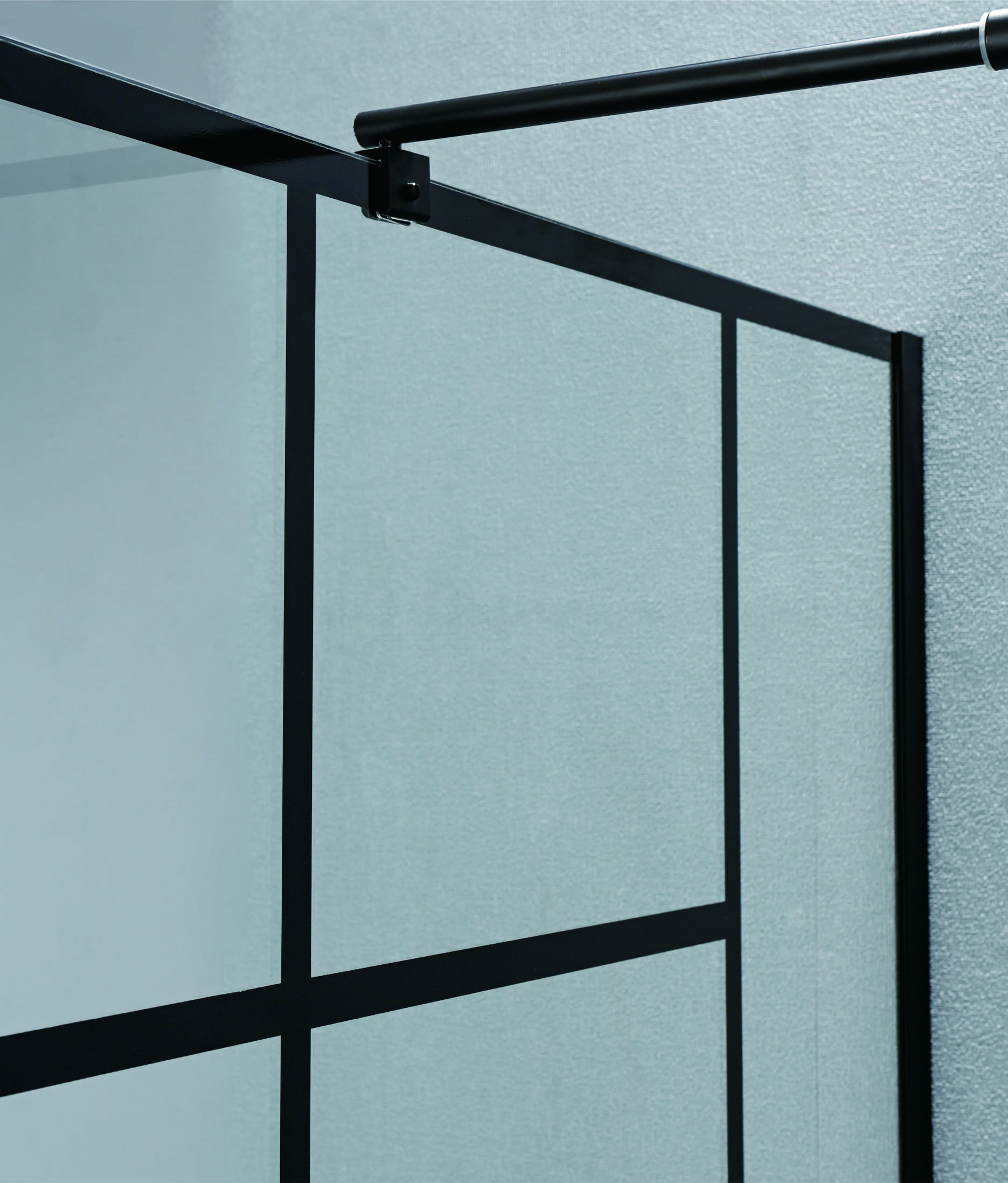 Modern Frameless Shower Enclosure With Black Frame Stripes Glass And Alum Frame