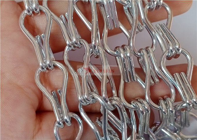 12x24mm Aluminum Chain Link Curtain Silver Color For Room Dividers