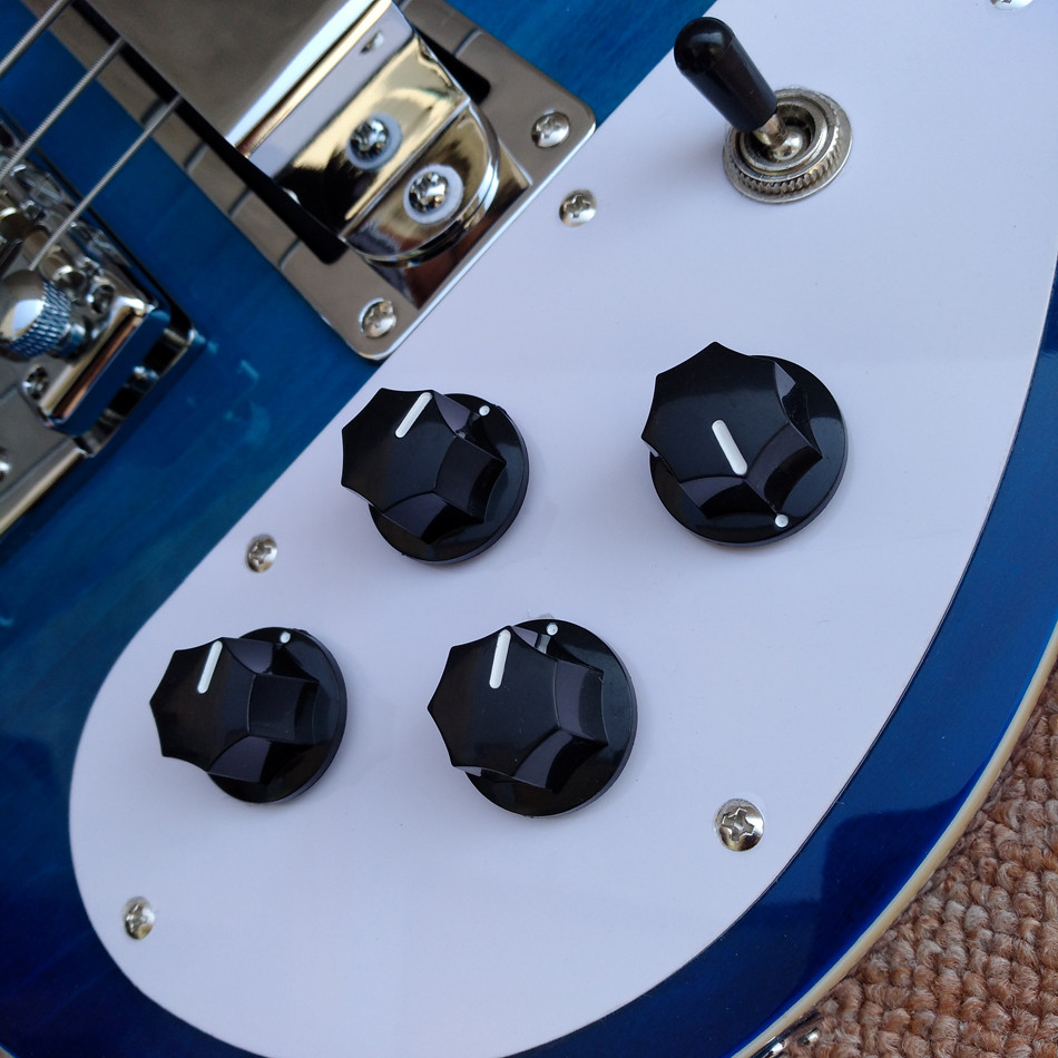 2018 Best Bass Top quality Rick 4003 model Ricken 4 strings Electric Bass guitar in blue color, Chrome hardware