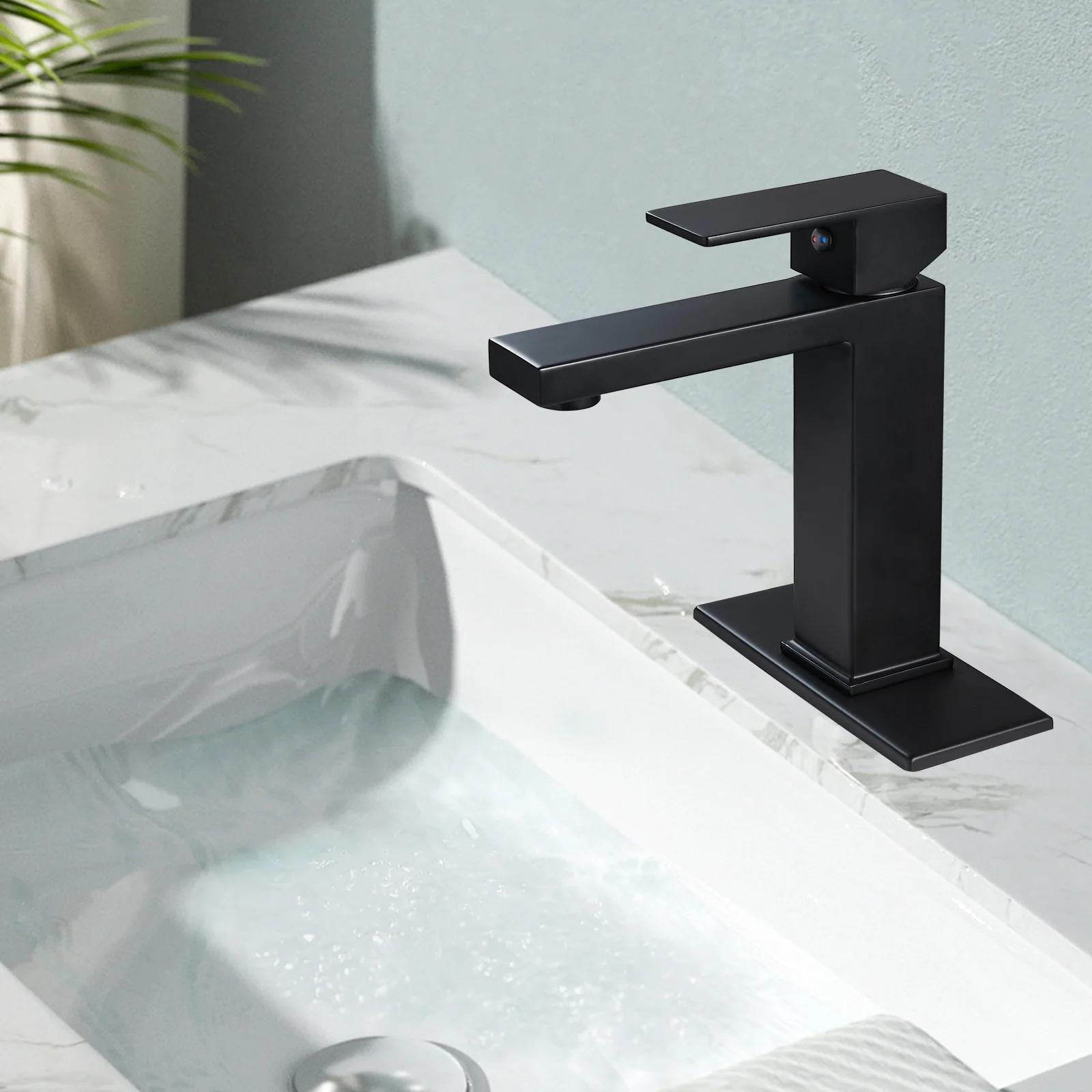 Hotel Apartment Bathroom Taps Mixer with Single Handle and Stainless Steel Valve Core