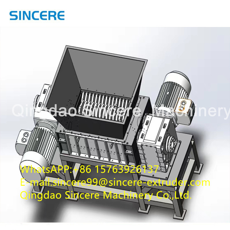 Single Shaft Double Shaft Industrial Plastic Shredder Machine For Bottle Flakes / Pipes