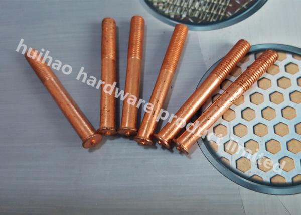 Stainless Steel Annular Grooved Stud Welding Pins , Copper Plated Mild Steel M5