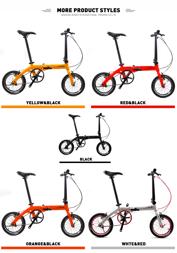 Lightweight 14 Inch Aluminum Alloy Single Speed Folding Bike For Outdoor Adventures