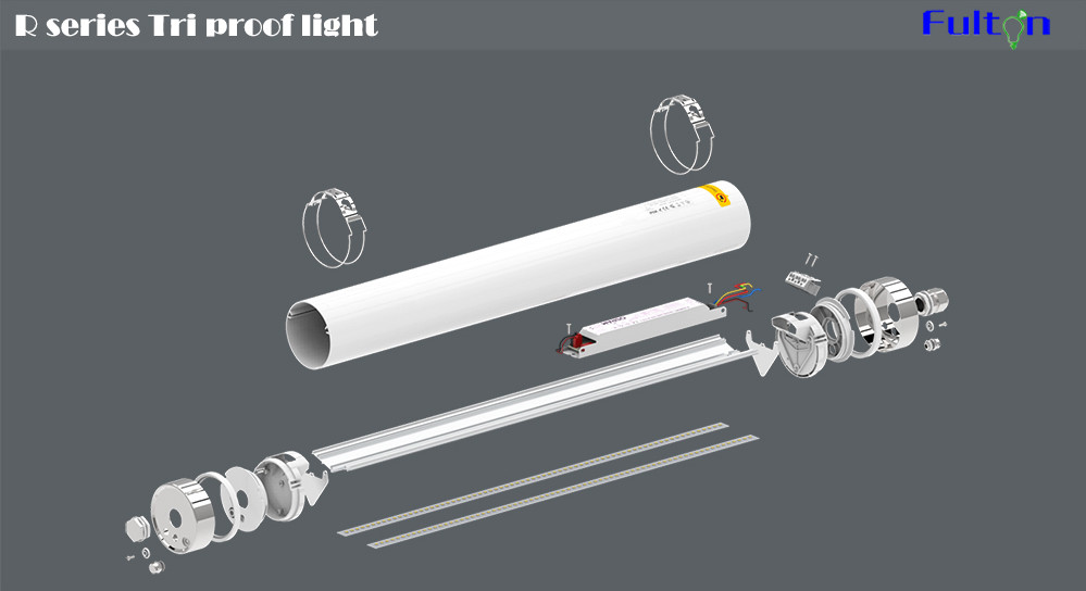 IP66 IK 10 Tri Proof Light 60mm - 1500 Mm 240 Degree Luminous Surface R Series