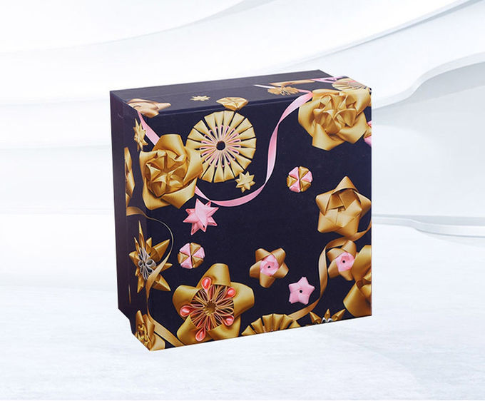 Navy Blue Custom Cosmetic Packaging Boxes 20*20*10cm With Raffia Paper