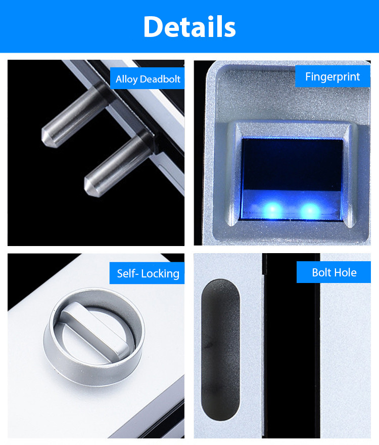 RIFD Card Password Glass Door Lock 188mm * 75 Mm For Office Security