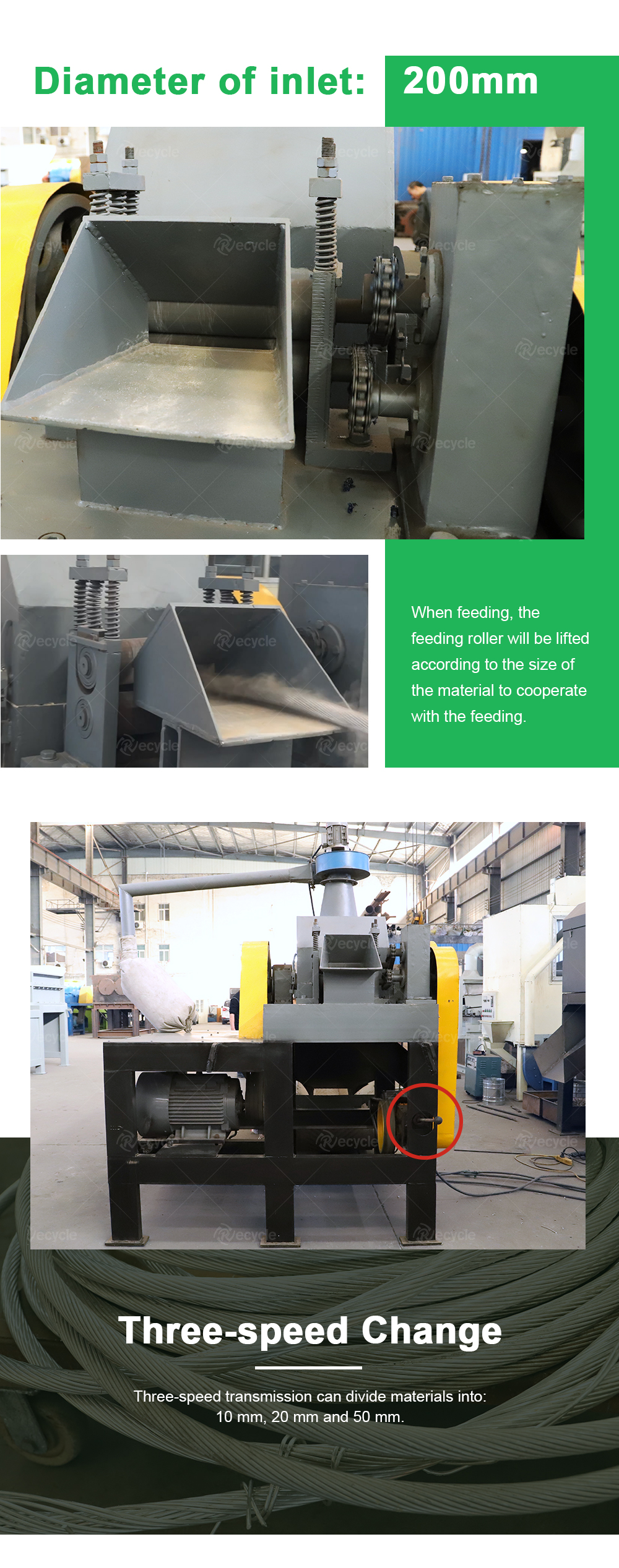 99% Separation Rate ACSR Recycling Machine Al Wire Chopping Line 22.25KW