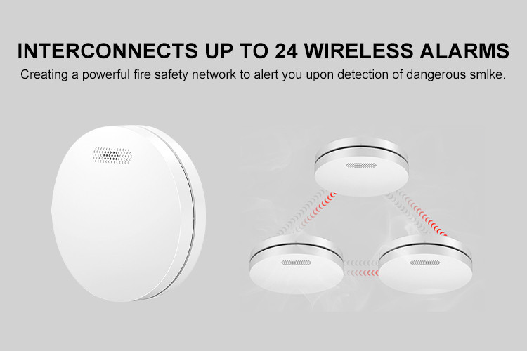85 DB Wireless Interconnected Smoke Alarm Smoke Detector With ABS CMaterials