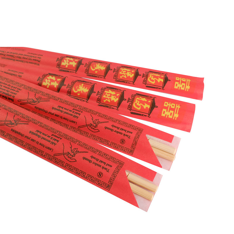 100% Natural Round Bamboo Disposable Chopsticks With Semi Paper Sleeve