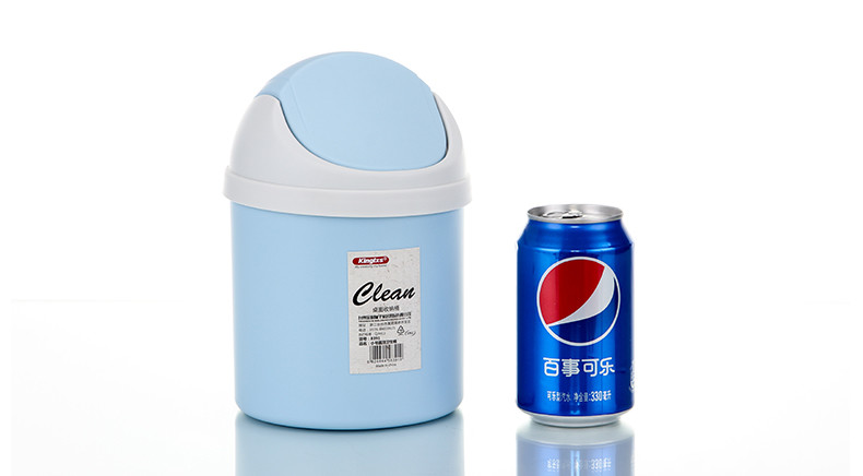Open Top Mini Table Car Blue Kitchen Trash Can With Swing Lid