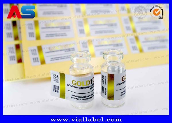 Gold Foil 10ml Vial Labels Printed Bottle Package Waterproof Strong Adhesive
