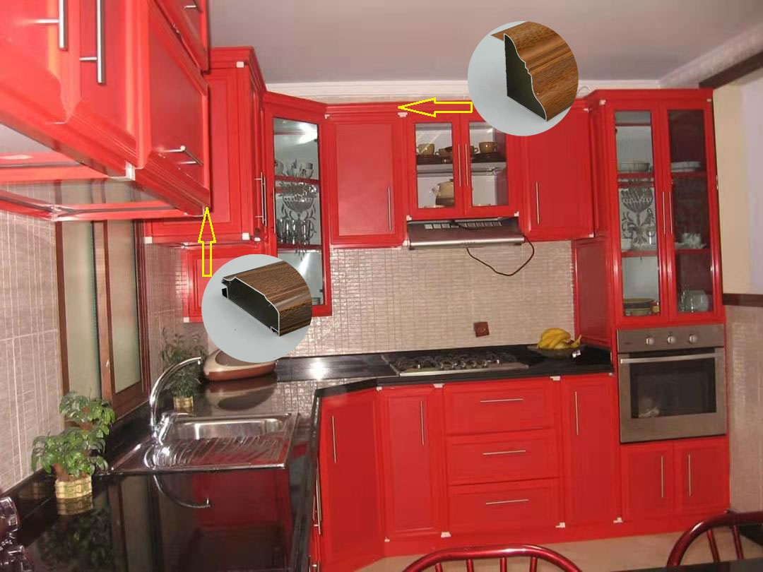 Iraq Algeria Aluminum Kitchen Profile Wood Finish Aluminium Profiles