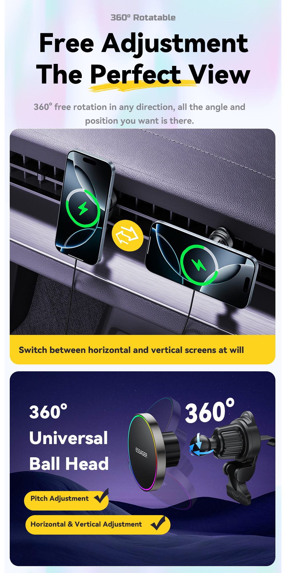 ESSAGER ES-ZJ31 Air Vent Magnetic Cellphone Mobile Phone Holder for Car
