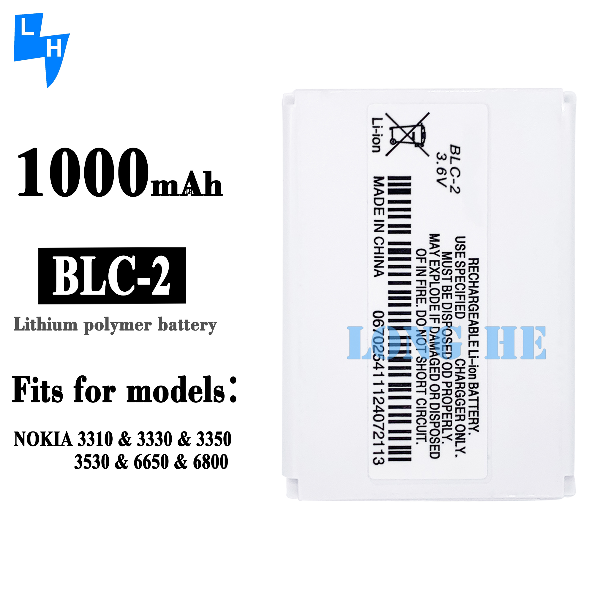 780mah Mobile Phone Battery BLC-2 for Nokia BLD-3 3310 Connector 100% Compatible AAA