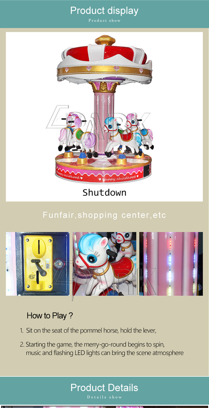 Amusement Kiddie Ride Carousel Easy Moved Merry - Go - Round With Led Lights