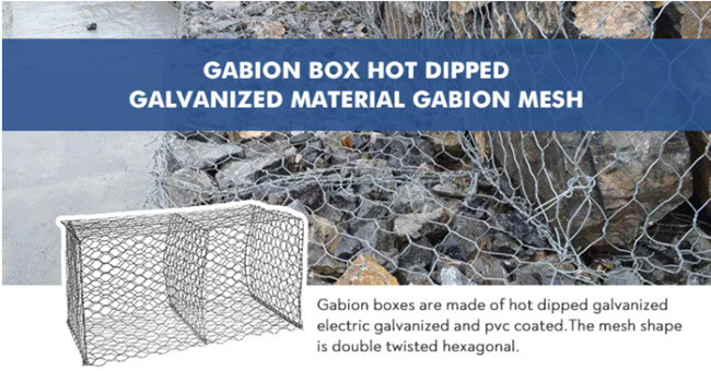 2m Long Galfan Pvc Coating Galvanized Gabion Box For Canal Construction