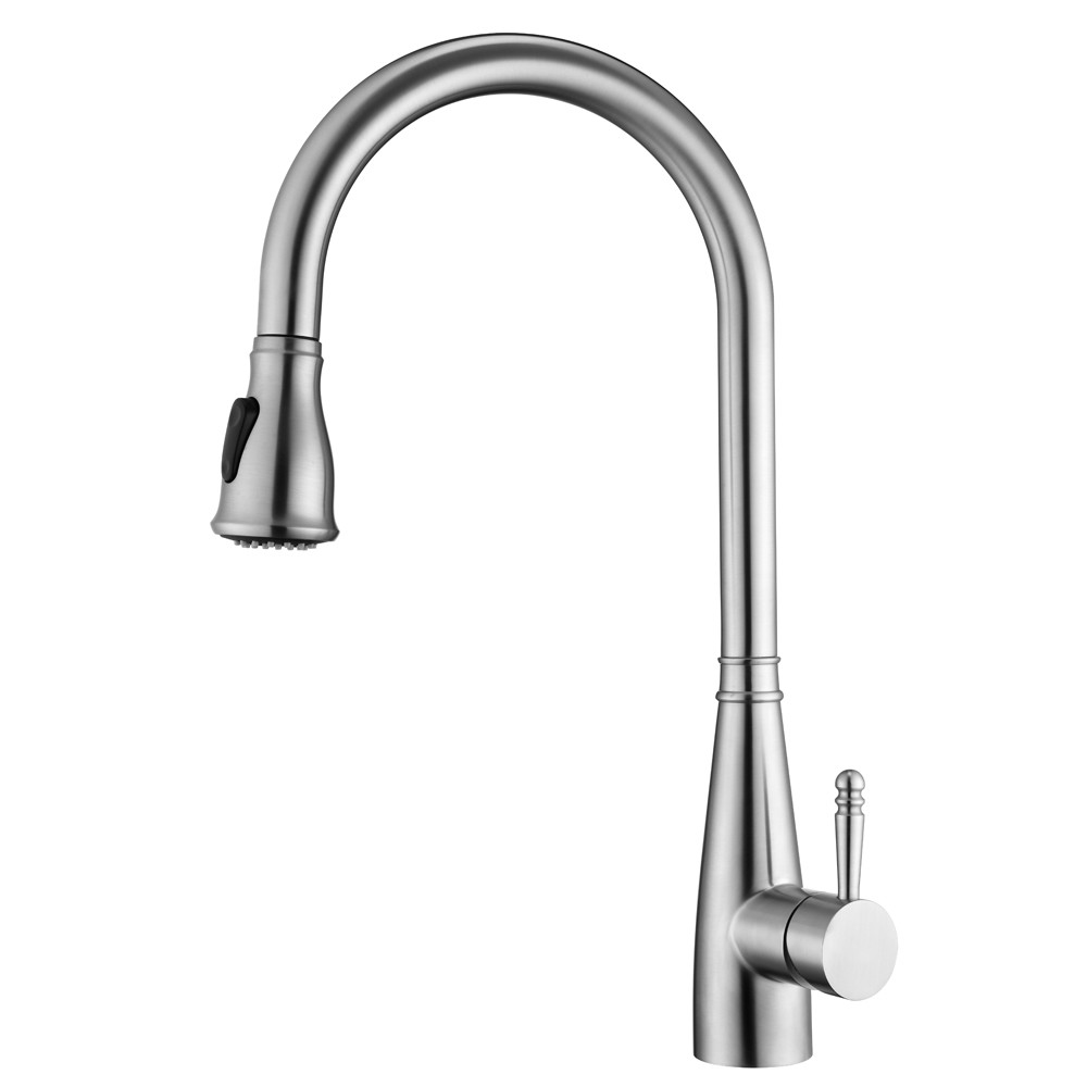 SUS304 Brushed Stainless Steel Pull Out Kitchen Tap