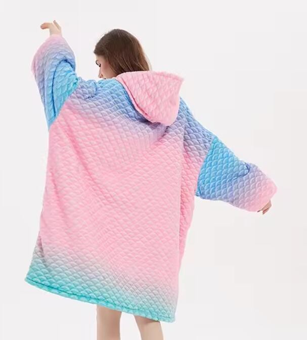 Custom Print Wearable Oversized Hooded Blankets Luxury Colorful