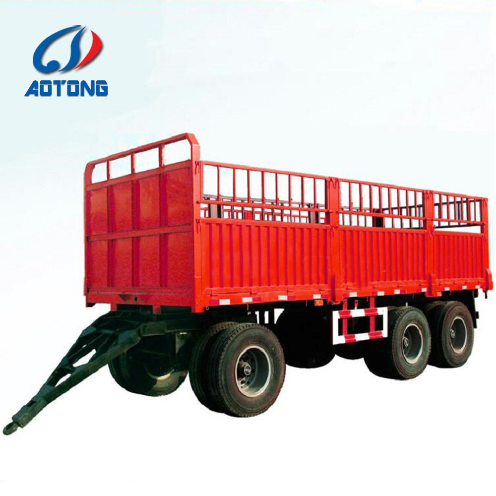 High Fence Side Wall Semi-Trailer for 2 Axles Drawbar and Full Bulk Cargo Transport