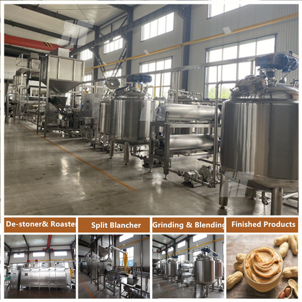 Automatic Peanut Butter Production Line 2000kg/H Groundnut Grinder Machine