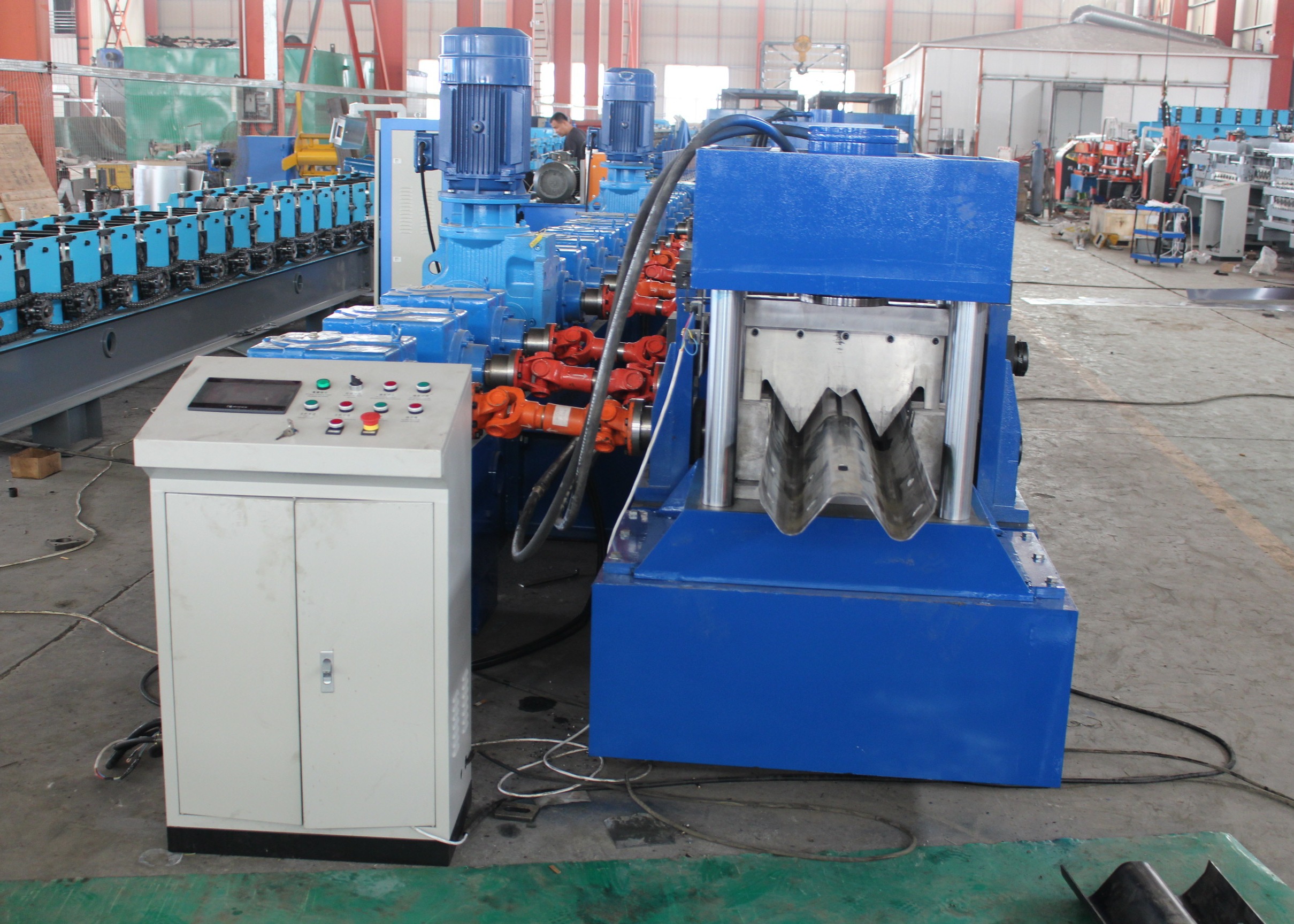 Metal W Plate Making Highway Guardrail Roll Form Machine With BeamThrie Beam Road Safety