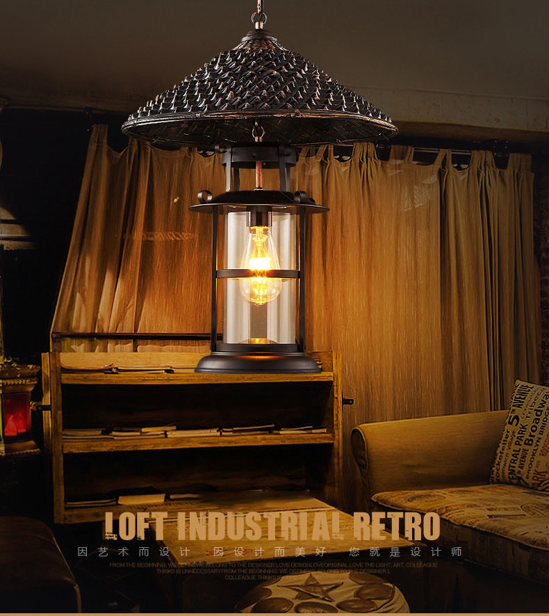 Retro Industrial Single Head Glass Chandelier Bar Network Coffee Restaurant E27 Edison Bulb Light(WH-VP-137)