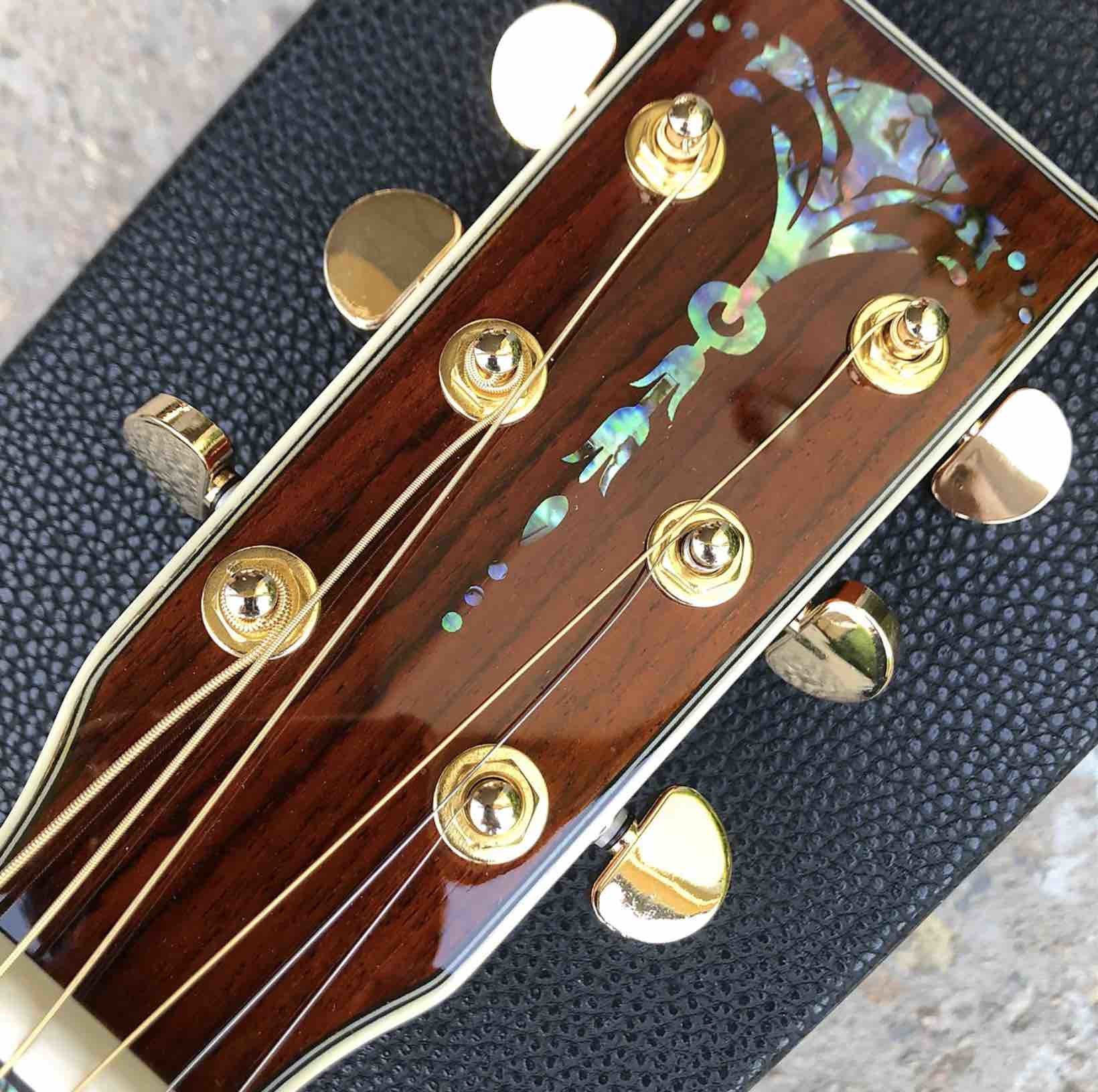All KOA wood classic acoustic guitar,Flower Ebony Fingerboard,Real Abalone inlays and binding