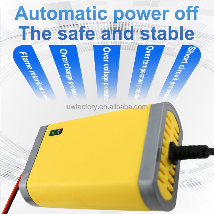 12V 10A Car Motorcycle Battery Charger Full Automatic with Connector Protection and 125W Output Power 7-200AH EU US UK AU