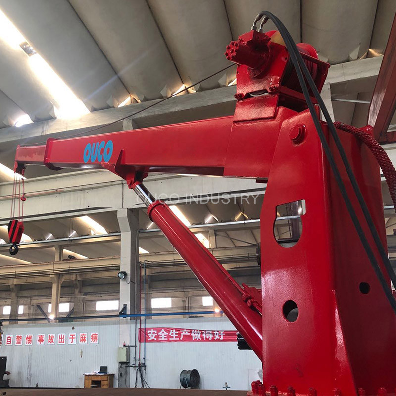 1.5t 6m Loading Telescopic Vessel Ship Deck Cranes For Cargo Lifting