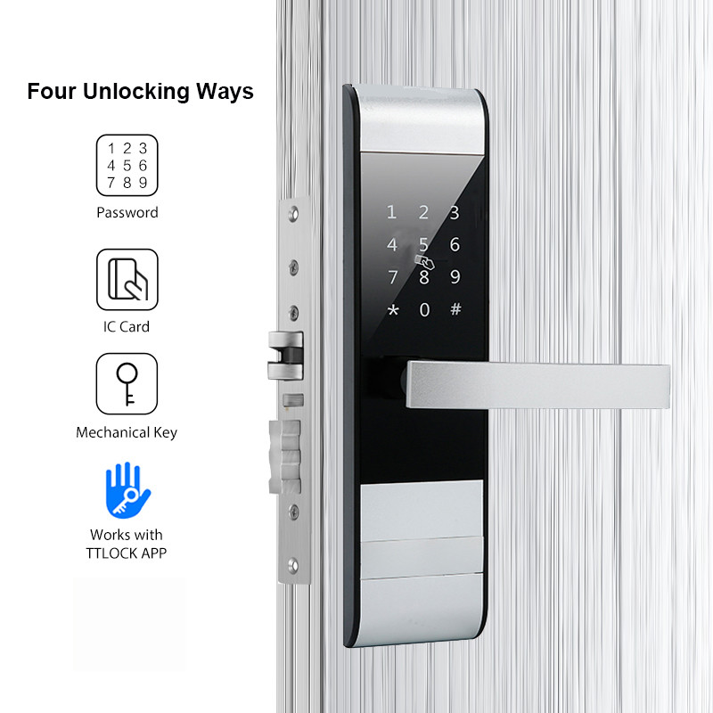 TT Lock APP Control Apartment House Digital Electric Smart Door Lock with Code and Card