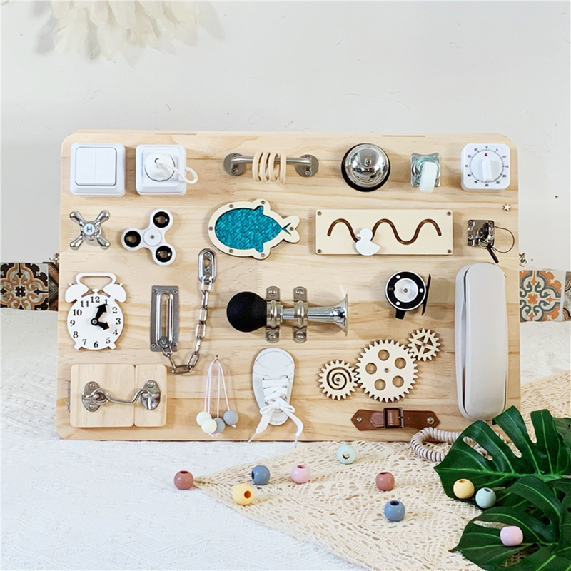 Baby Busy Board DIY Accessories Montessori Toys Kids Wood Chip Skill Training Game Puzzle Intelligence Development Baby