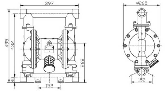 Aluminum air operated diaphragm pump for pulp & paper bleaching , batching 90gpm