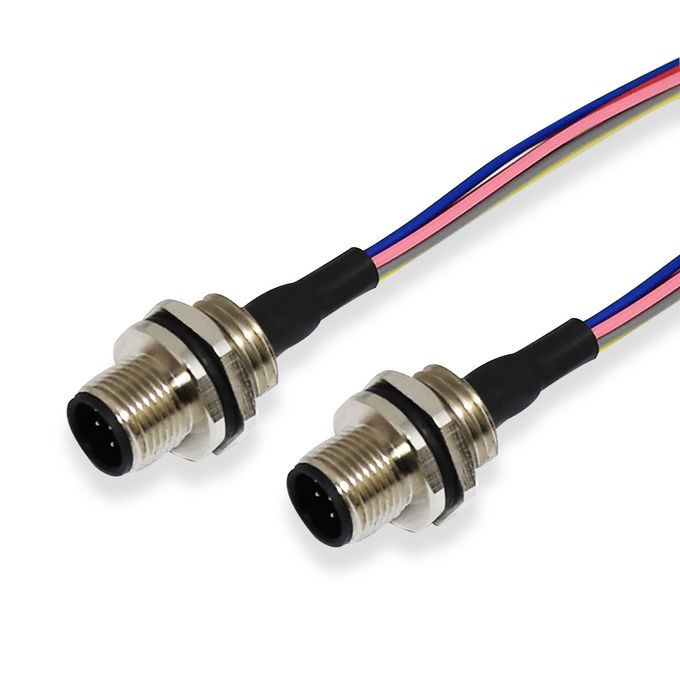IP67 Threaded M12 Male 8 Pins Real Panel Mount Waterproof Cable Connector For Automation