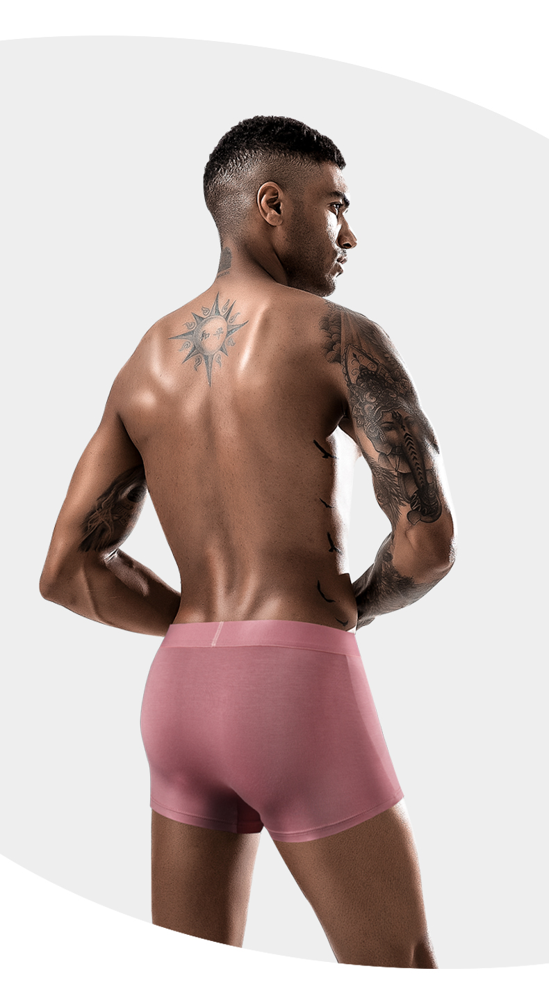 Regenerated Cellulose Mens Breathable Panties Solid Color Seamless Boxer Briefs Mens