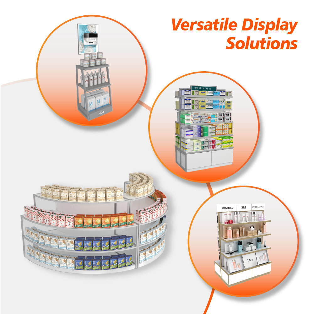 GDR09-Y001-C Retail Display Counter with Acrylic Panel Graphics and Cable Management Hole for Cosmetics Counter