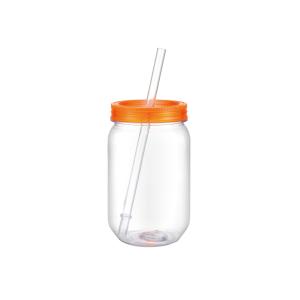 China Single Wall Acrylic Plastic Mason Jar Bottle With Plastic Lid Cold Drink Using on sale