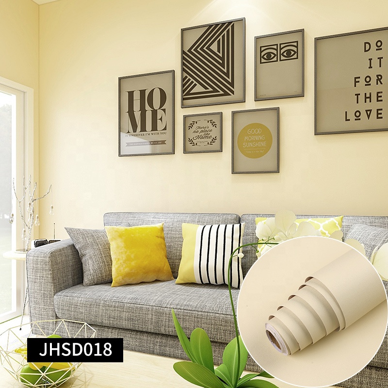 0.18mm-0.26mm Plain Yellow Wallpaper For Hotel Bedroom Renovation