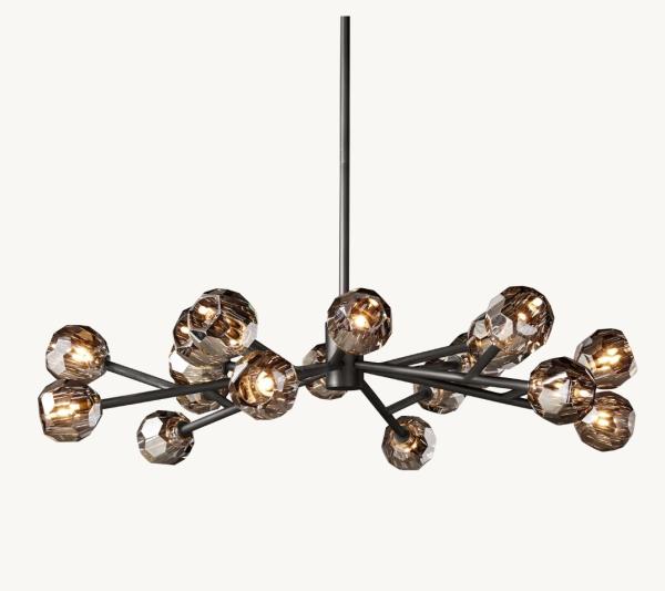 Customized Smoked Glass Chandelier Light Dimmable Boule De Crystal Chandelier 48