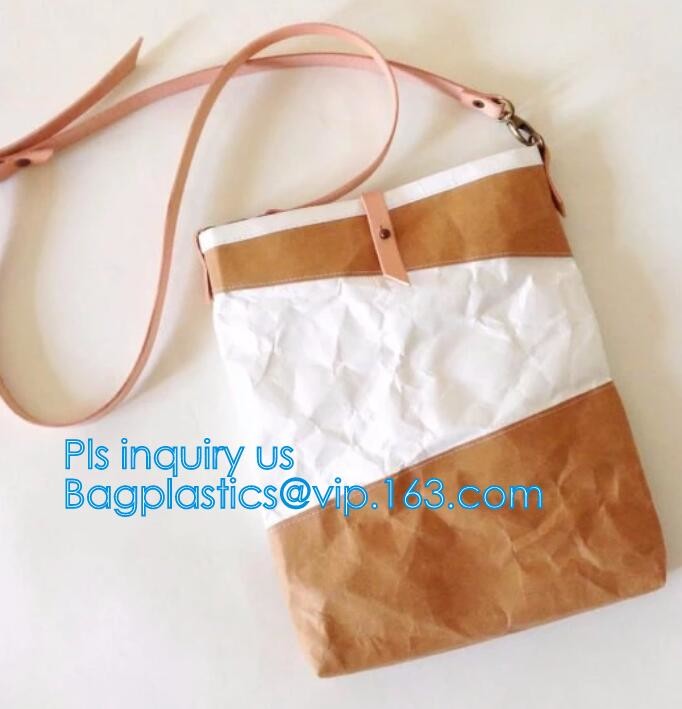 Custom Tyvek Paper Zipper Cosmetic Makeup Bag With Leather Handle,untearable tyvek zipper cosmetic bag,Environmentally f